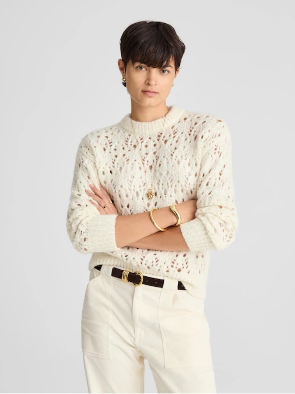 Madewell Pointelle-Stitch Drop-Shoulder Sweater - Picture 7 of 7
